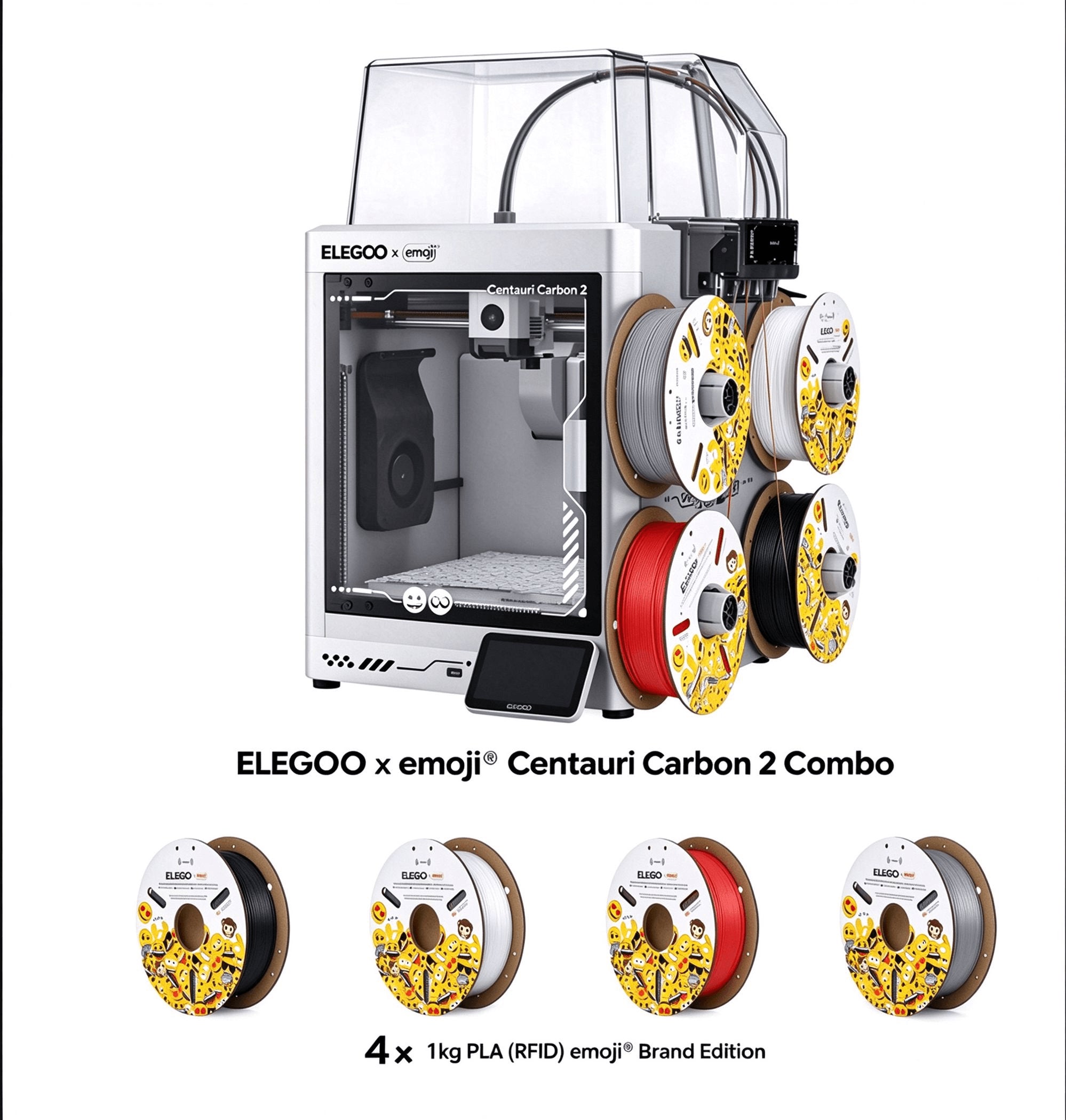 ELEGOO × emoji® Centauri Carbon 2 Combo + 4 kg PLA (RFID) emoji® Brand Edition